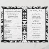 Programme de Mariage damassé Florale Noir, Blanc,  (Dos)