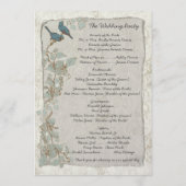 Programme de mariage damassé oiseaux sarcelle vint (Dos)