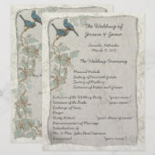 Programme de Mariage damassé pour les oiseaux Turq (Devant / Derrière)