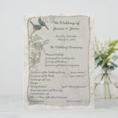 Programme de Mariage damassé pour les oiseaux Turq (Debout devant)
