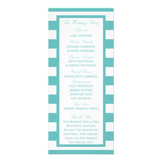 Programme de mariage d'Ancres de nuances turquoise (Dos)