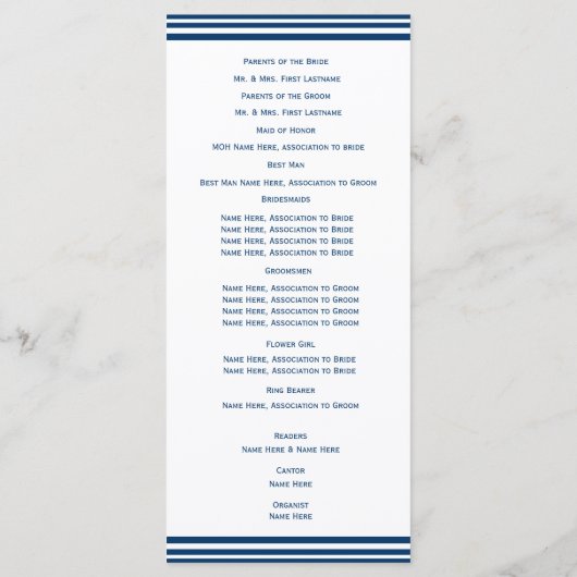 Programme de mariage d'Ancres nautiques (Dos)