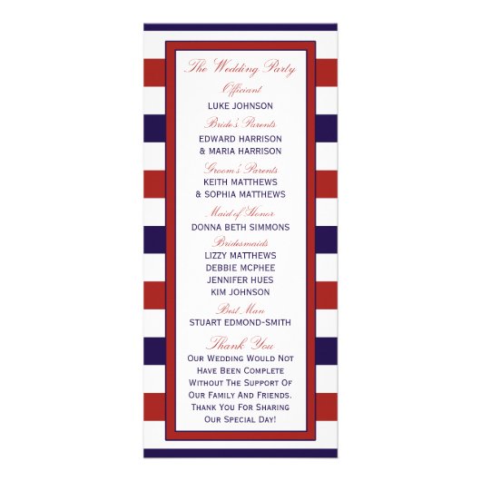 Programme de mariage d'Ancres nautiques Red & Navy (Dos)