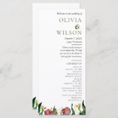 Programme de mariage d'aquarelle de verdure tropic (Devant / Derrière)