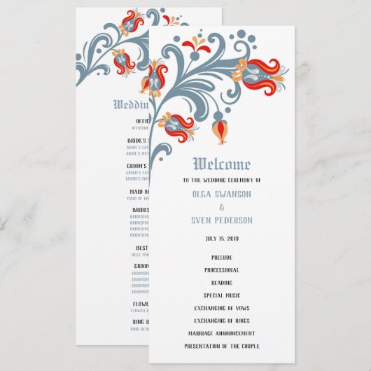 Programme de mariage d'art folklorique scandinave (Devant / Derrière)