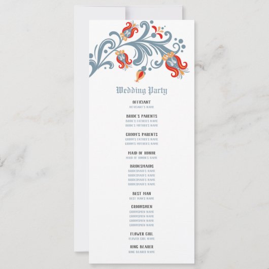 Programme de mariage d'art populaire scandinave (Dos)