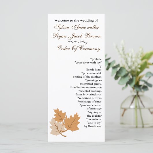 programme de mariage d'automne (Debout devant)