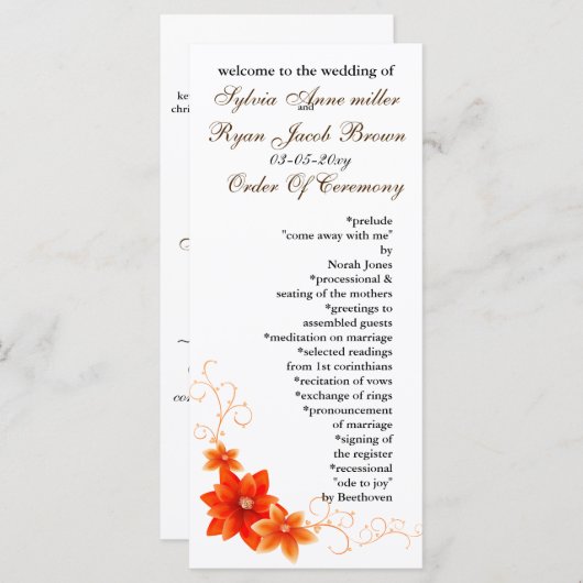 programme de mariage d'automne (Devant / Derrière)