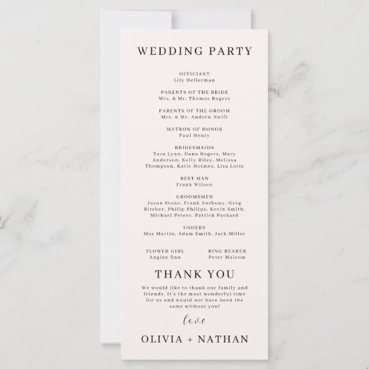 Programme de mariage d'automne en montagne (Dos)