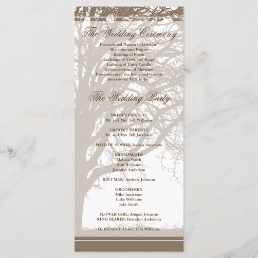 Programme de Mariage de automne de chêne Brown (Dos)