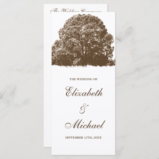 Programme de Mariage de automne de chêne Brown (Devant / Derrière)