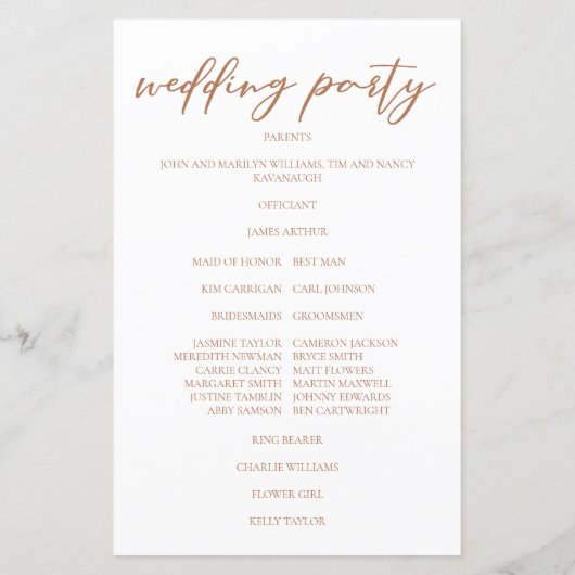 Programme de Mariage de automne personnalisé de sc (Dos)