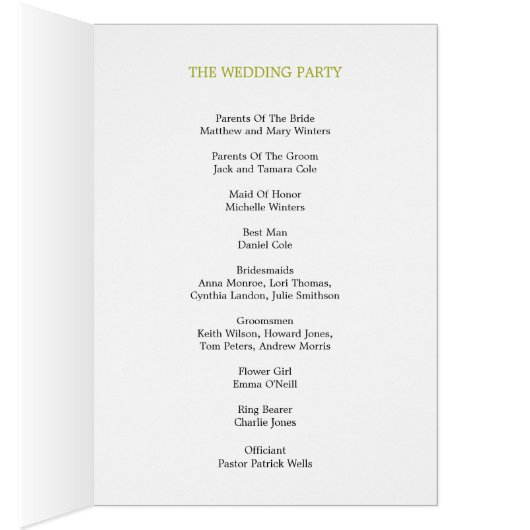 Programme de mariage de bande moderne (chaux) (Intérieur (Droit))