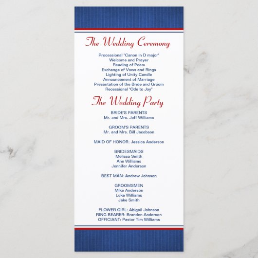 Programme de mariage de baseball (Dos)