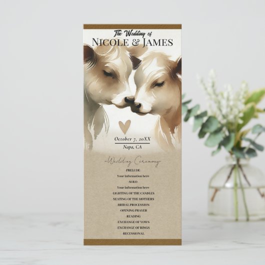 Programme de mariage de campagne marron crème d'am (Debout devant)