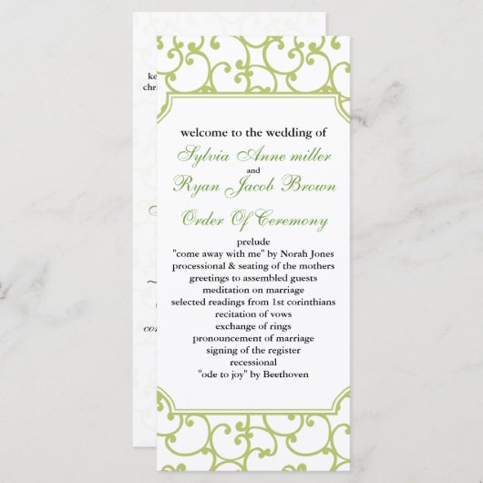 programme de mariage de chaux (Devant / Derrière)