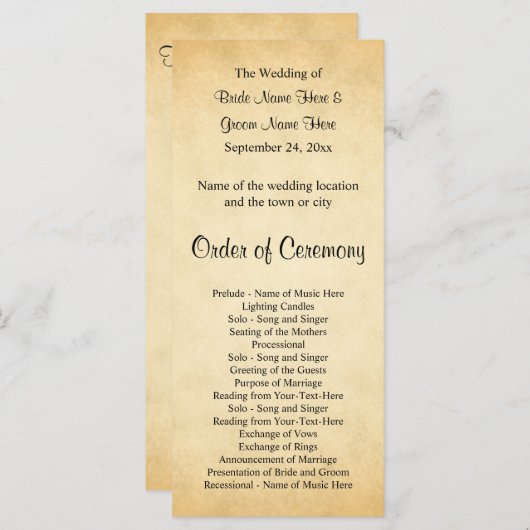 Programme de mariage de conception Motif parchemin (Devant / Derrière)