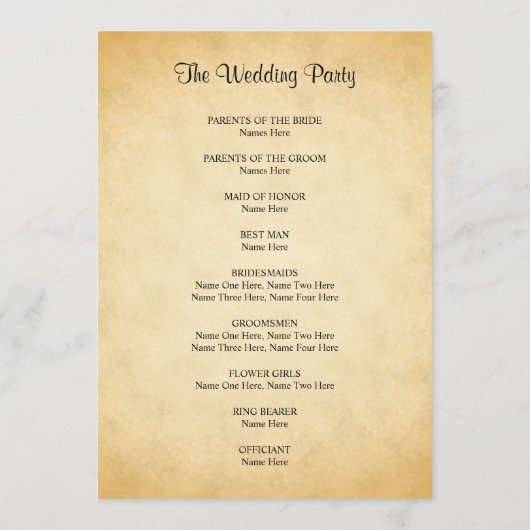 Programme de mariage de conception Motif parchemin (Dos)