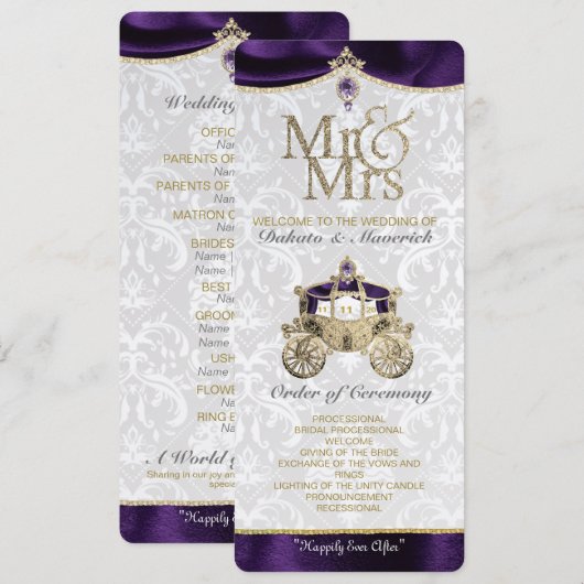 Programme de mariage de conte de fée royal (Devant / Derrière)