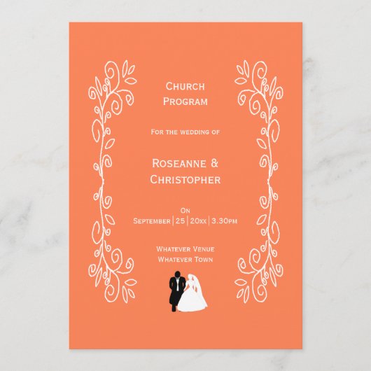 Programme de mariage de corail Conception de la ch (Devant)