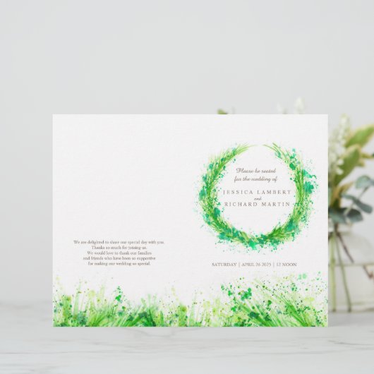 Programme de mariage de couronne de verdure d'aqua (Debout devant)