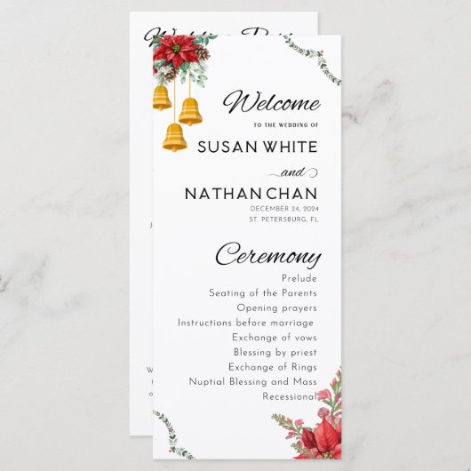 Programme de mariage de fleur thème de Noël person (Devant / Derrière)