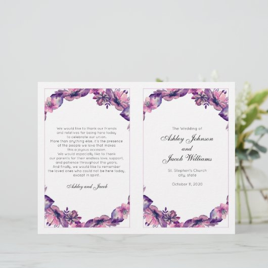 Programme de mariage de fleurs. Cérémonie de l'égl (Debout devant)