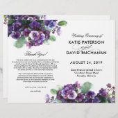 Programme de mariage de fleurs d'aquarelle (Devant / Derrière)