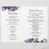 Programme de mariage de fleurs d'aquarelle (Dos)