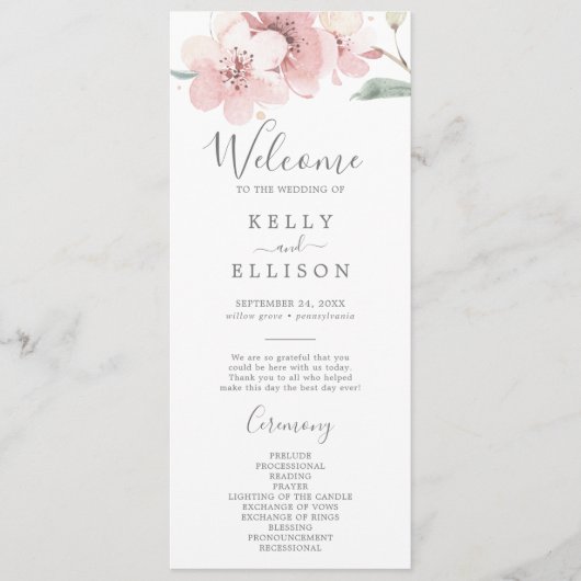 Programme de mariage de fleurs de cerisiers de pri (Devant)