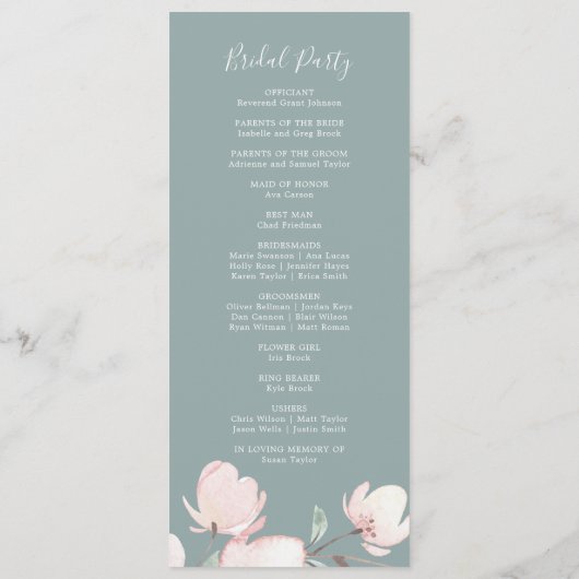 Programme de mariage de fleurs de cerisiers de pri (Dos)