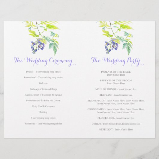 Programme de mariage de fleurs de vigne de pomme d (Dos)