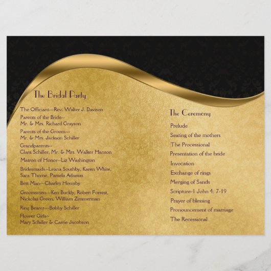 Programme de mariage de football noir et or (Dos)