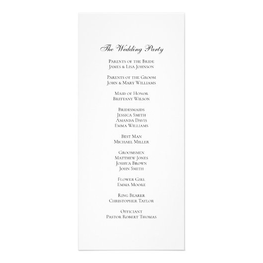 Programme de mariage de jardin. Botanique noire et (Dos)