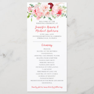 Programme de mariage de jardin de fleurs aquarelle