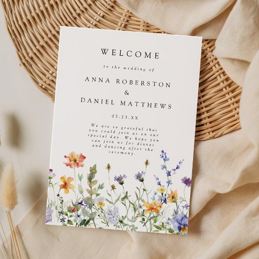 Programme de mariage de jardin de fleurs sauvages
