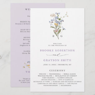 Programme de mariage de jardin de prairie de fleur
