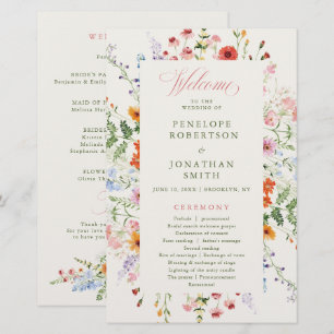 Programme de mariage de jardin de prairie printani