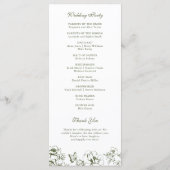 Programme de mariage de jardin floral vert olive é (Dos)