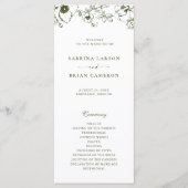 Programme de mariage de jardin floral vert olive é (Devant)