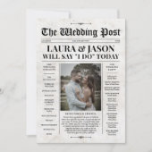 Programme de mariage de journaux rétro avec carte (Devant)