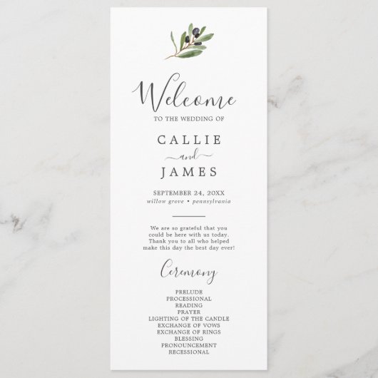 Programme de mariage de la Branche d'Olivier moder (Devant)