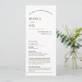 PROGRAMME DE MARIAGE DE LA CÉRÉMONIE HINDU (Debout devant)