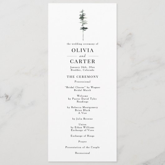 Programme de mariage de la crête de pin (Devant)