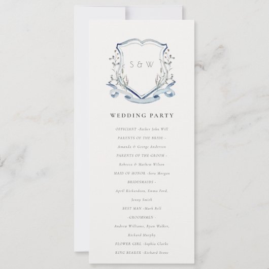 Programme de mariage de la crête Fleur sauvage ble (Dos)