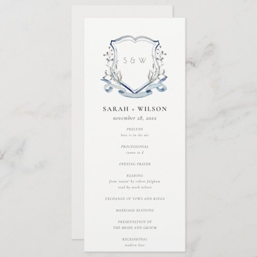 Programme de mariage de la crête Fleur sauvage ble (Devant / Derrière)