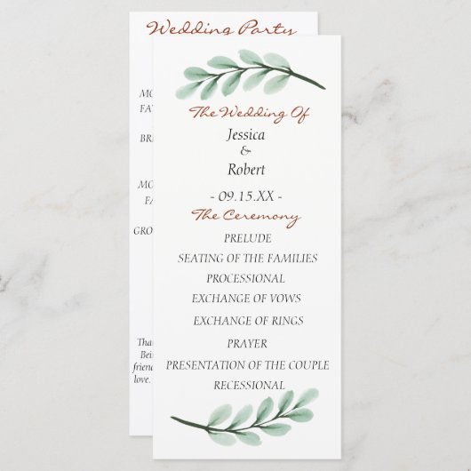 Programme de mariage de la Direction générale de l (Devant / Derrière)