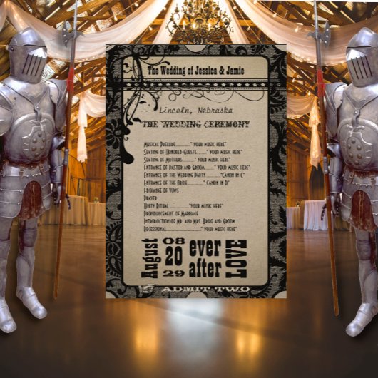 Programme de mariage de la feuille de jeu Papier K