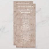 Programme de mariage de la feuille de musique vint (Devant / Derrière)