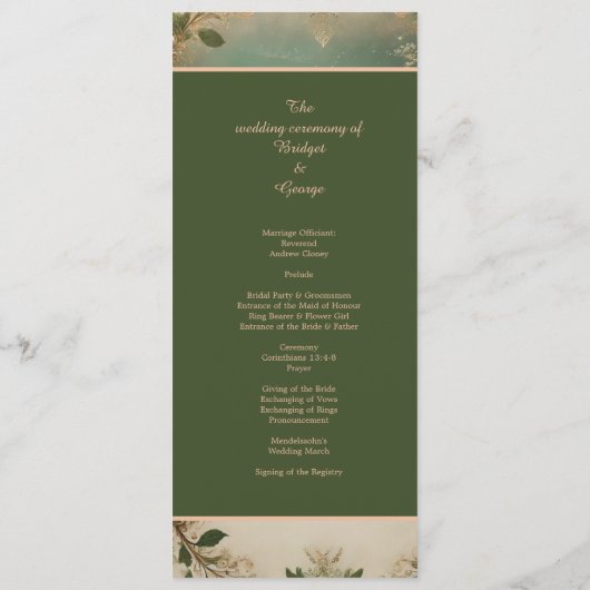 programme de mariage de la forêt médiévale Whimsic (Dos)